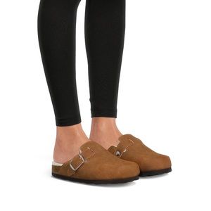 Portland boot company slip on mules with fur lined soles